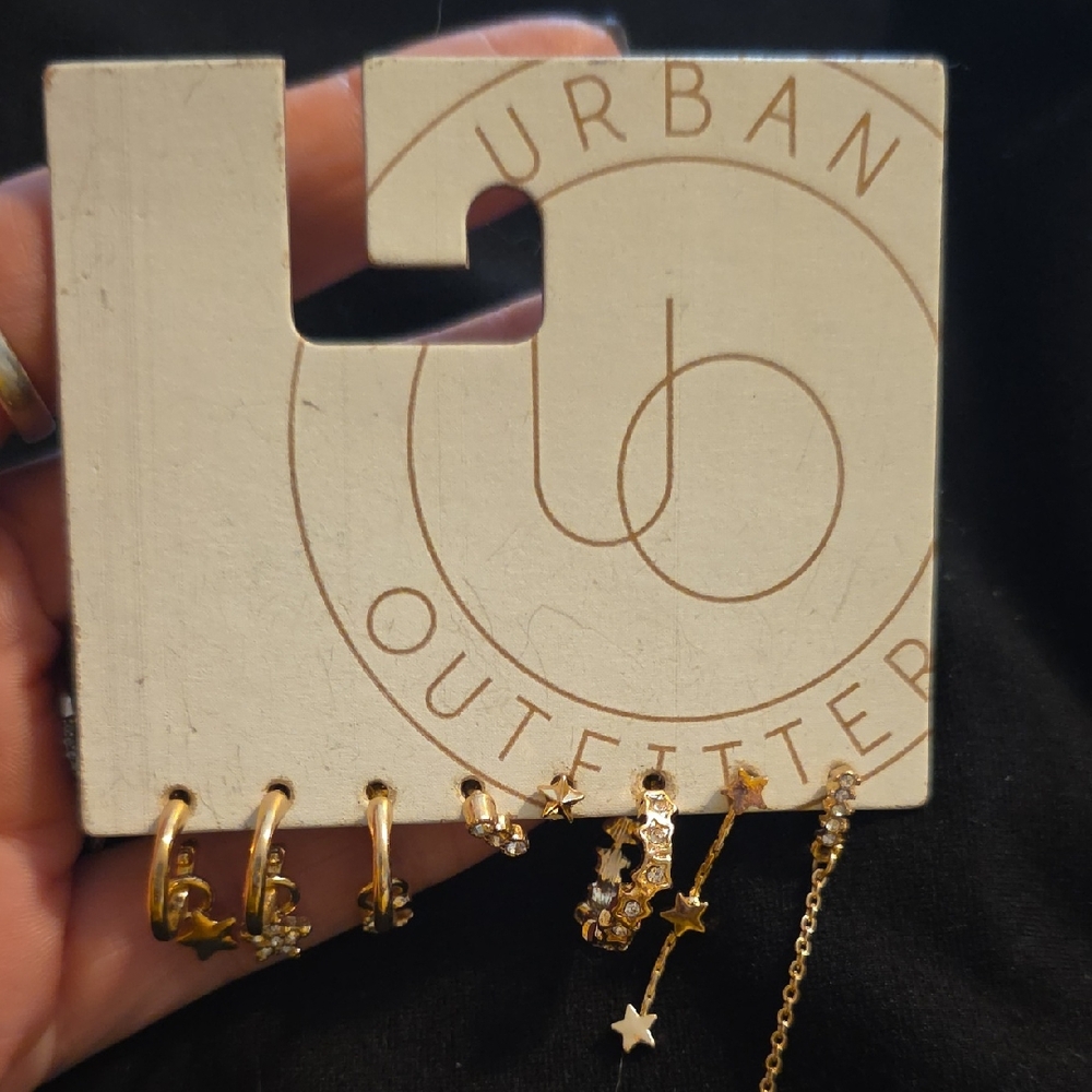 Urban Outfitters Gold Star and Hoop Earrings